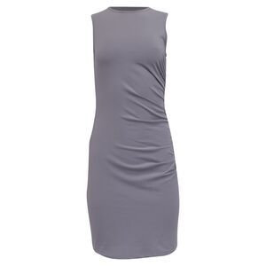 Theory Gathered Sleeveless Mini Dress in Grey Cotton
